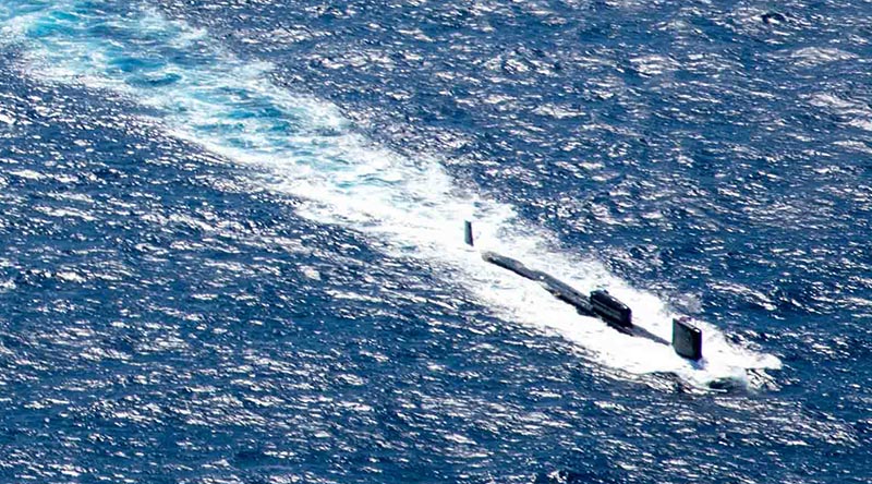 USS North Carolina during Exercise Talisman Sabre 23 in the Indian Ocean. Image by US Mass Communication Specialist 3rd Class Jordan Brow.