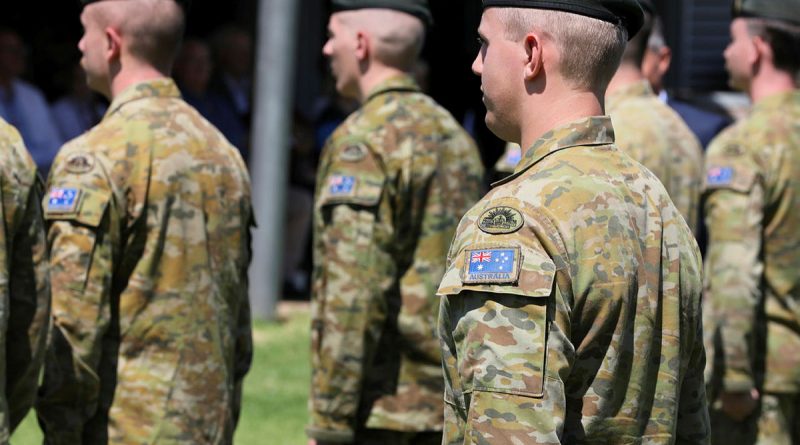 Deployed soldiers from 7th Battalion, the Royal Australian Regiment, on parade during their Operation Kudu farewell ceremony at Edinburgh Defence Precinct, Adelaide. Story and photos by Captain Peter March.