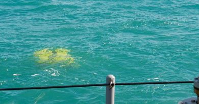 HMAS Huon deploys an underwater sensor. Photo by Able Seaman Casey Buurveld.