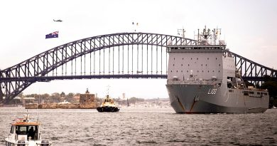 HMAS Choules in Sydney Harbour for the 2024 Australia Day celebrations. Story by Sub-Lieutenant Tahlia Merigan. Photo by Leading Seaman David Cox.