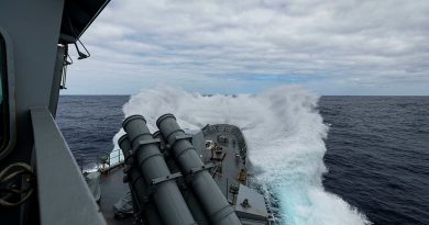 HMAS Warramunga underway in rough sea state during a regional presence deployment. Story by Lieutenant Commander Andrew Herring. Photos by Petty Officer Leo Baumgartner.