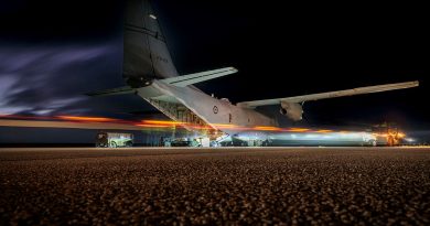 RAAF aviators unload a C-27J Spartan at Andersen Air Force Base, Guam, in readiness for Exercise Cope North 24. Story by Flight Lieutenant Claire Campbell. Photos by Leading Aircraftman Kurt Lewis.