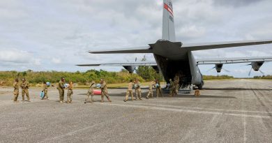 RAAF and US Air Force (USAF) personnel unload cargo from a USAF C-130J aircraft at Tinian North airfield during Exercise Cope North. Story by Flight Lieutenant Claire Campbell. Photos by Leading Aircraftman Kurt Lewis.