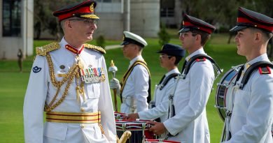 Reviewing Officer, Chief of the Defence Force (CDF) General Angus Campbell, inspects the parade, band, pipes and drums at the 2024 CDF Parade. Story by Lieutenant Colonel Sandra Turner. Photos by Thomas Lucraft.