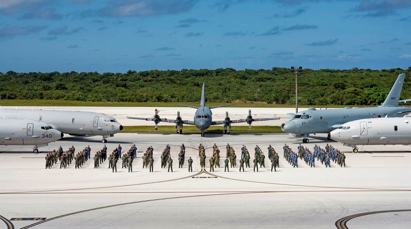 The United States Navy P-8 Poseidon, the Indian Navy P-8 Poseidon, the Royal Canadian Air Force CP-140 Aurora, the Japan Maritime Self-Defense Force Kawasaki P-1 and a Royal Australian Air Force P-8A Poseidon, from No. 11 Squadron, on the flight line in Guam whilst deployed for Exercise Sea Dragon. Story by Flight Lieutenant Jessica Winnall.