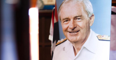 A picture of Vice Admiral (retd) Ian Warren Knox during his funeral service at the Garden Island Chapel, HMAS Kuttabul, NSW. Story by Midshipman Jonathan Rendell. Photos by Leading Seaman Matthew Lyall.