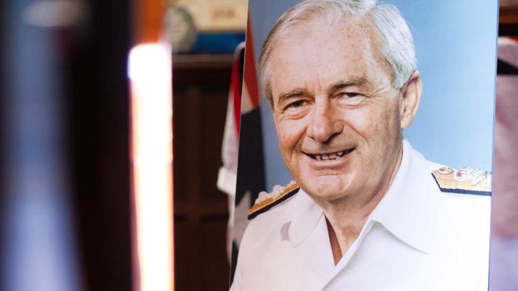 A picture of Vice Admiral (retd) Ian Warren Knox during his funeral service at the Garden Island Chapel, HMAS Kuttabul, NSW. Story by Midshipman Jonathan Rendell. Photos by Leading Seaman Matthew Lyall.