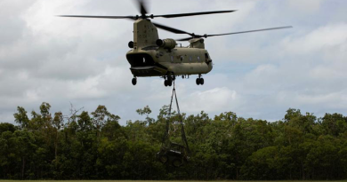 An Australian Army CH-47F Chinook delivers plant equipment and additional personnel to the community of Bloomfield, Queensland, as part of the ADF support to the region following Ex Tropical Cyclone Jasper. Story by Corporal Michael Rogers. Photos by Leading Seaman Jarrod Mulvihill.