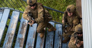 Soldiers from 3rd Battalion, The Royal Australian Regiment during an urban operations exercise at the disused Stuart State School in Townsville. Story and photo by Corporal Luke Bellman.