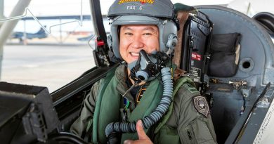 Commanding Officer 130 Squadron Republic of Singapore Air Force, Lieutenant Colonel Goh Seow Hong in a Hawk 127. Story and photo by Flying Officer Michael Thomas.