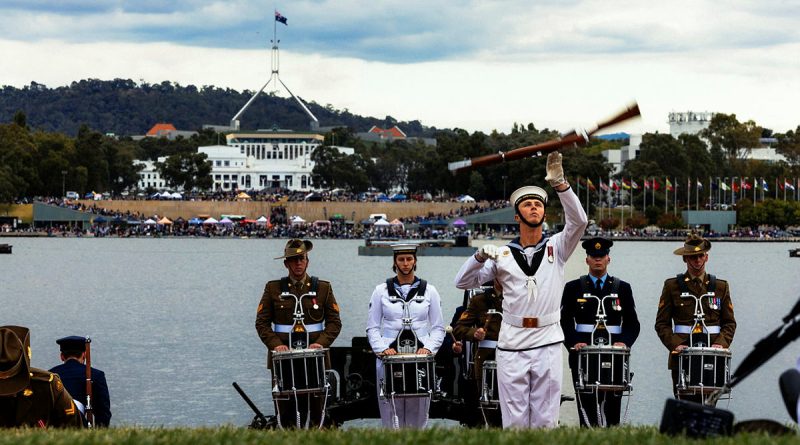 Royal Australian Navy sailor Able Seaman Dean Hall, Australia’s Federation Guard, performs precision drill movements during a display at Canberra Skyfire 2024 at Lake Burley Griffin, Canberra. Story by Flight Lieutenant Felicity Abraham. Photos by Leading Aircraftman Ryan Howell.
