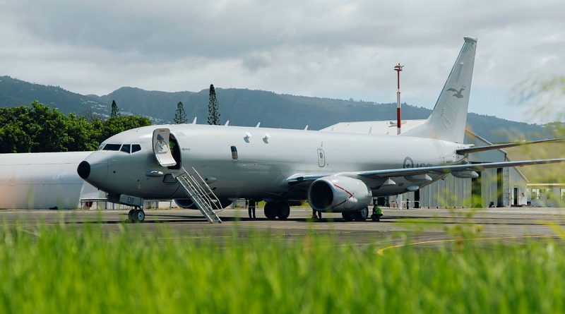 RAAF maintenance personnel from 11 Squadron conduct post-flight checks on a P-8A Poseidon aircraft at Roland Garros Airport, Réunion. Story by Flight Lieutenant Glen Paul. Photos by Corporal Kieren Whiteley.