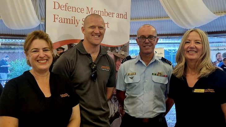 Wing Commander Craig Keane with Defence Member and Family Support staff members at the 2024 South Australia welcome event. Story by Chelsey Ballard.