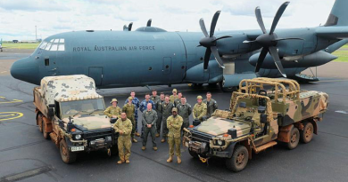 RAAF personnel from 37 Squadron and Australian Army soldiers from 51st Battalion, Far North Queensland Regiment, during an engagement in Mount Isa, Queensland. Story by Flying Officer Madeleine Magee. Photo by Group Captain Stewart Dowrie.