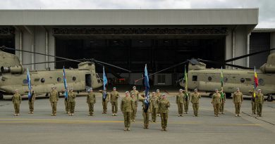 A parade signified the transfer of command of Army Aviation Training Centre and their subordinate units to 16th Aviation Brigade. Story by Major Carolyn Barnett. Photos by Craftsman Luc McLean.