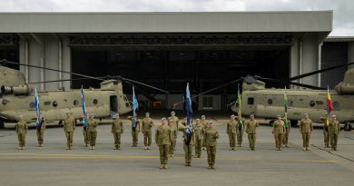 A parade signified the transfer of command of Army Aviation Training Centre and their subordinate units to 16th Aviation Brigade. Story by Major Carolyn Barnett. Photos by Craftsman Luc McLean.