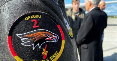 The crew of RAAF’s E-7A Wedgetail meet Australia's High Commissioner, Stephen Smith, at RAF Lossiemouth in Scotland after a six month European deployment as part of Operation Kudu. Story by Lieutenant Commander John Thompson.