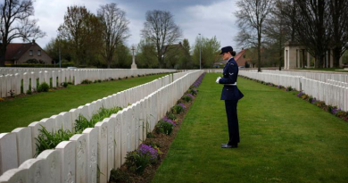 Leading Aircraftwoman Hunter Westbrook, of Australia’s Federation Guard, visits the resting place of her distant cousin, Private Victor Westbrook, at the Bailleul Communal Cemetery in Northern France. Story by Flight Lieutenant Lily Lancaster. Photos by Sergeant Oliver Carter.