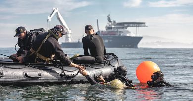 Dive team members from Australian Clearance Diving Team One prepare to conduct a mine countermeasure during Exercise Dugong 24. Photo by Leading Seaman Sittichai Sakonpoonpol.