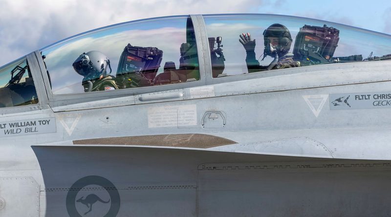 Flight Lieutenant Max and Flying Officer Cooper McClymont prepare to depart RAAF Base East Sale in a RAAF EA-18G Growler during Exercise Centenarie Redimus. Story by Flight Lieutenant Imogen Lunny. Photos by Aircraftman Campbell Latch.