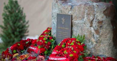 The Headquarters Middle East Anzac Day memorial following the dawn service. Story. and photos by Corporal Jacob Joseph.