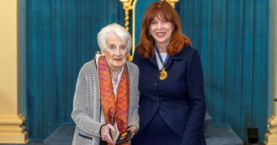 Victorian Governor Margaret Elaine Gardner, right, presents the daughter of Pilot Officer David Taylor, Margaret Ekberg, with his Medal for Gallantry for heroism in PNG during WW2. Story by John Noble.