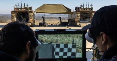 AIM Defence employees operate the AIM Defence counter-UAS directed-energy weapons system during a demonstration at the Puckapunyal Military Area, Victoria. Story and photos by Corporal Jacob Joseph.