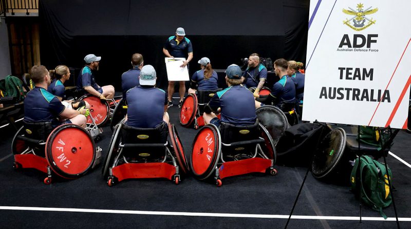 Warrior Games 2024 Team Australia conducts wheelchair rugby training at the ESPN Athletics Centre in Orlando, Florida. Story by Simon Paton. Photos by Flight Sergeant Christopher Dickson.