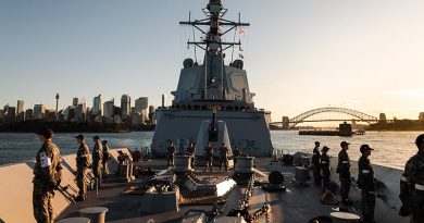 HMAS Sydney sails out of Sydney Harbour to conduct a regional presence deployment. Photo by Leading Seaman Daniel Goodman.
