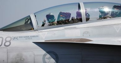 Crew of a 6 Squadron EA-18G Growler aircraft taxi at RAAF Base Darwin. Story by Flight Lieutenant Claire Campbell. Photos by Sergeant Andrew Eddie.