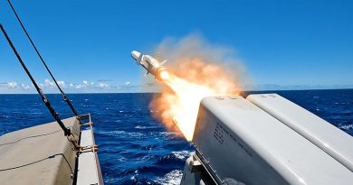 HMAS Sydney fires Royal Australian Navy’s first Naval Strike Missile during a SINKEX off the coast of Oahu, Hawaii,as a part of Exercise Rim of the Pacific (RIMPAC) 2024. Photo by Leading Seaman Daniel Goodman.
