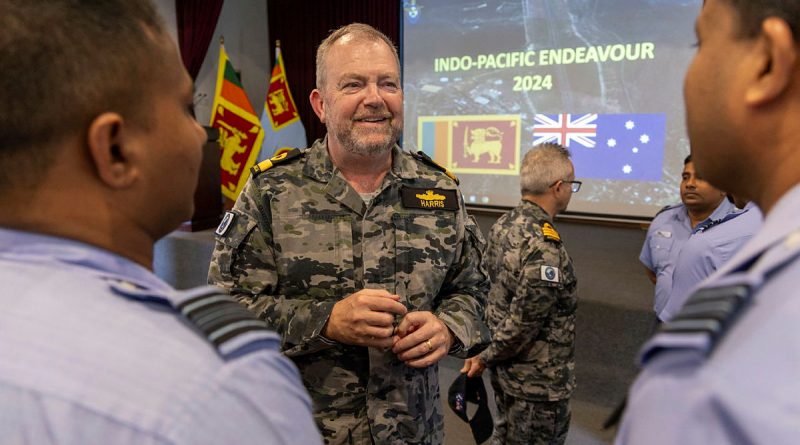 Commander Indo-Pacific Endeavour Commodore Michael Harris and Sri Lanka Navy officers after the Indo-Pacific Endeavour 2024 workshop. Story by Lieutenant Jonathan Wills. Photos by Petty Officer Bradley Darvill.