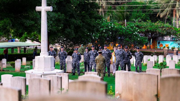 Australian military personnel gather for a dawn service at the Trincomalee Commonwealth War Cemetery in Sri Lanka. Story by Lieutenant Jonathan Wills. Photos by Leading Seaman David Cox.