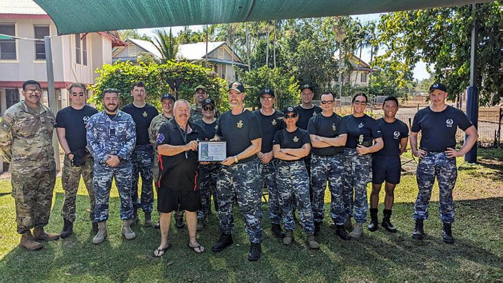 RAAF Sergeant Aaron Bennet, centre right, with 2 Squadron personnel after cleaning up Billeroy House Community Centre in Darwin. Story by Corporal Jacob Joseph.