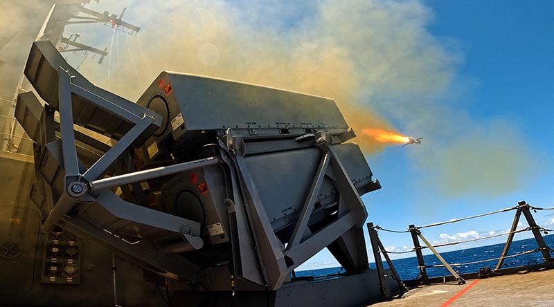HMAS Sydney fires Royal Australian Navy’s first Naval Strike Missile during a SINKEX off the coast of Oahu, Hawaii as a part of Exercise Rim of the Pacific (RIMPAC) 2024. Photo by Leading Seaman Daniel Goodman.
