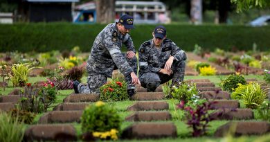 HMAS Perth's Leading Seaman Joshua Paynter, left, and Able Seaman Aidan Judd visit Kanchanaburi War Cemetery in Thailand during a regional presence deployment. Story by Chief Petty Officer Joshua Scanlon. Photos by Leading Seaman Ernesto Sanchez.
