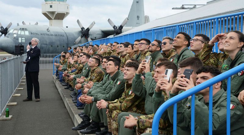 The Italian Air Force Academy cadets witness a flying display by the CAC Winjeel from 100 Squadron Heritage Fleet during their visit to RAAF Bases Williams and Point Cook. Story by Flying Officer Rose Gigliotti. Photos by Warrant Officer Don Kenny.