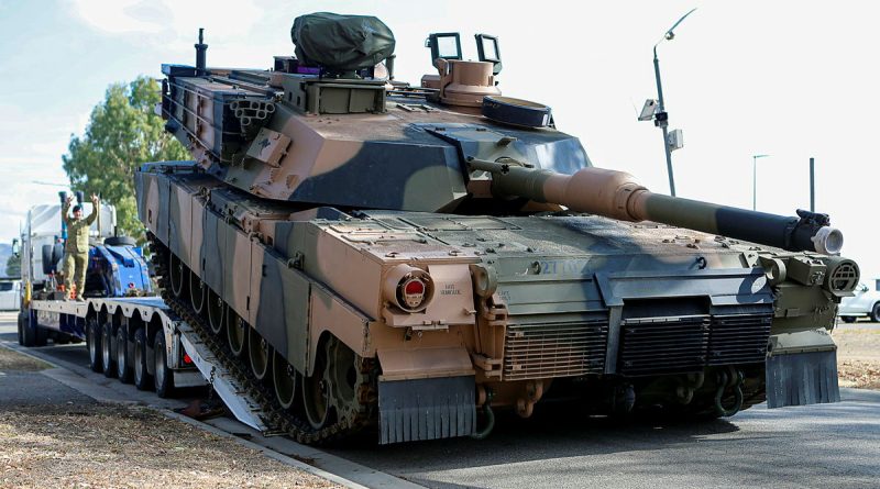 A newly acquired M1A2 Abrams main battle tank arrives at Lavarack Barracks in Townsville. Photos by Corporal Guy Sadler.