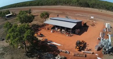 An aerial view of the new community store being constructed adjacent to the airstrip in Bäniyala, Northern Territory, as part of the Army Aboriginal Community Assistance Programme. Story by Major Evita Ryan. Photos by Corporal Lucas Petersen.
