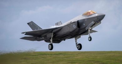 A RAAF F-35A Lightning II aircraft departs during Exercise Cope North 25 at Andersen Air Force Base, Guam. Story by Flight Lieutenant Madeleine Magee. Photos by Aircraftwoman Mikaela Fernlund.