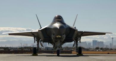 A Royal Australian Air Force 77 Squadron F-35A Lightning II aircraft on the Nellis Air Force Base flightline during Exercise Red Flag Nellis 25-1. Story by Flying Officer Shanea Zeegers. Photos by Aircraftwoman Laura Flowers.