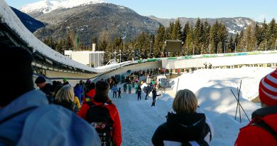 Invictus Games Vancouver Whistler 2025 Team Australia skeleton slider Luke Manhire holds his line as he slides down the mountain at the Whistler Sliding Centre, Canada.