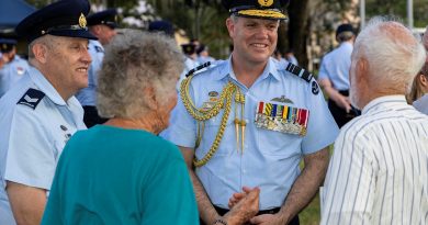 Chief of Air Force, Air Marshal Stephen Chappell, speaks with guests at the Bombing of Darwin memorial unveiling at RAAF Base Darwin. Story by Flight Lieutenant Kayla Walliss. Photos by Leading Aircraftman Campbell Latch.