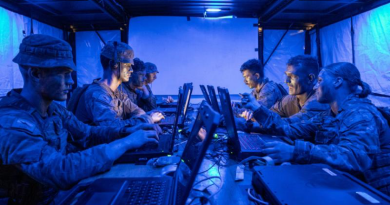 Soldiers and officers of Headquarters 3rd Brigade and the 3rd Combat Signal Regiment operate a command post during Exercise Brolga Walk, Townsville Field Training Area, Queensland, 2024. Story by Sergeant Matthew Bickerton. Photo by Trooper Dana Millington.