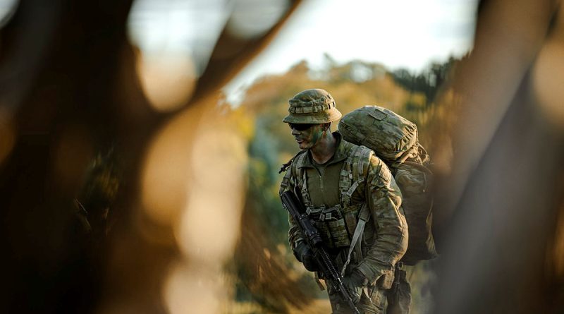 An Army staff cadet from the RMC - Duntroon during Exercise Shaggy Ridge at Majura Training Area, ACT. Story by Lieutenant Tahlia Merigan. Photo by Corporal Andrew Sleeman.