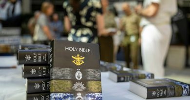 The new ADF bible, supplied by the Bible Society Australia, at the launch ceremony at Russell Offices in Canberra. Story and photos by Corporal Michael Rogers.
