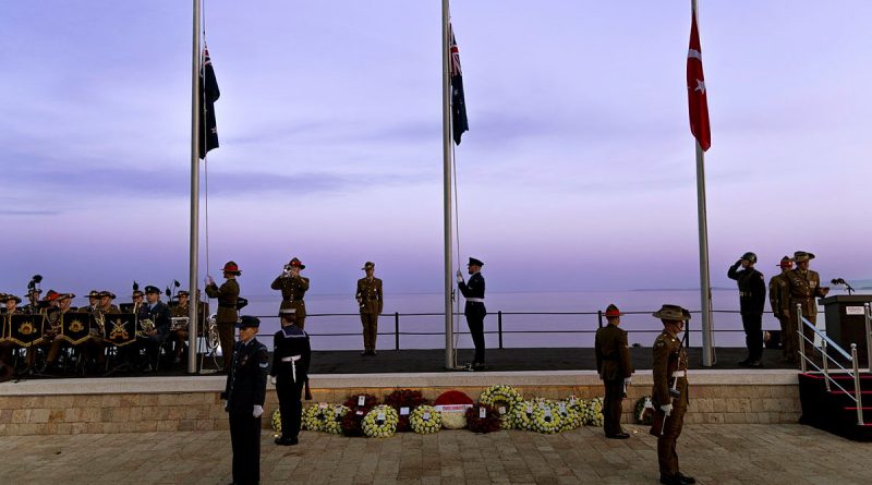 Australian Defence Force and New Zealand Defence Force personnel combine for the Anzac Cove dawn service. Story by Flight Lieutenant Vernon Pather. Photos by Leading Seaman Susan Mossop.