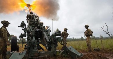 Australian Army soldiers from 4th Regiment, Royal Australian Artillery, fire Assegai ammunition in Townsville Field Training Area, Queensland. Photo by Corporal Guy Sadler.