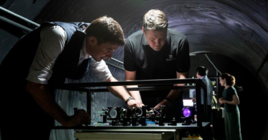 Defence Science and Technology Group scientist Dr Ben Sparkes, left, works with Australian-built quantum clocks at the University of Adelaide. He is now part of a research project to create and deliver a ground-to-satellite optical quantum link. Story by Emma Thompson.
