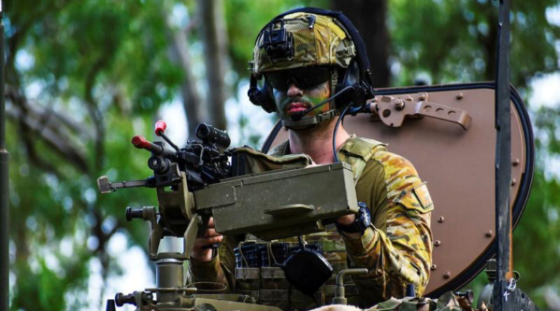 Gunner Ryan Fabri, of 20th Regiment, Royal Australian Artillery, takes part in Exercise Chimera Walk at Shoalwater Bay Training Area, Queensland. Story and photos by Captain Tadek Markowski.